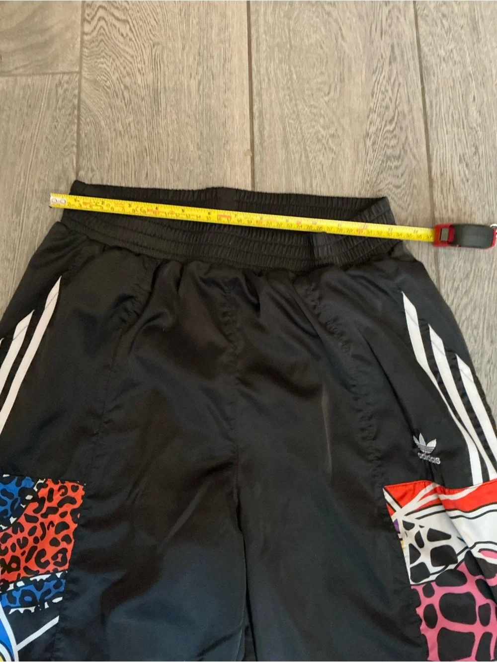 Adidas Black Multicolor Patchwork Track Pants #C09 - Picture 6 of 8